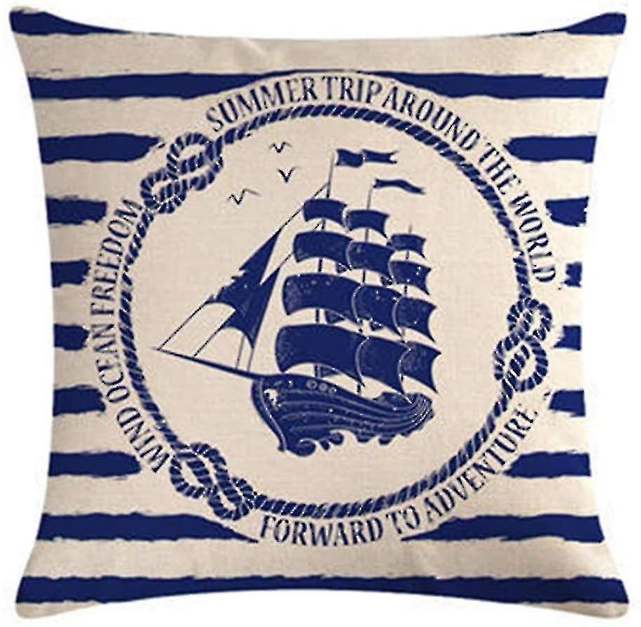 4 Pcs Pillow Case Sailing Navigation Compass Decorative Pillow Cover Cotton Linen Throw Pillowcases