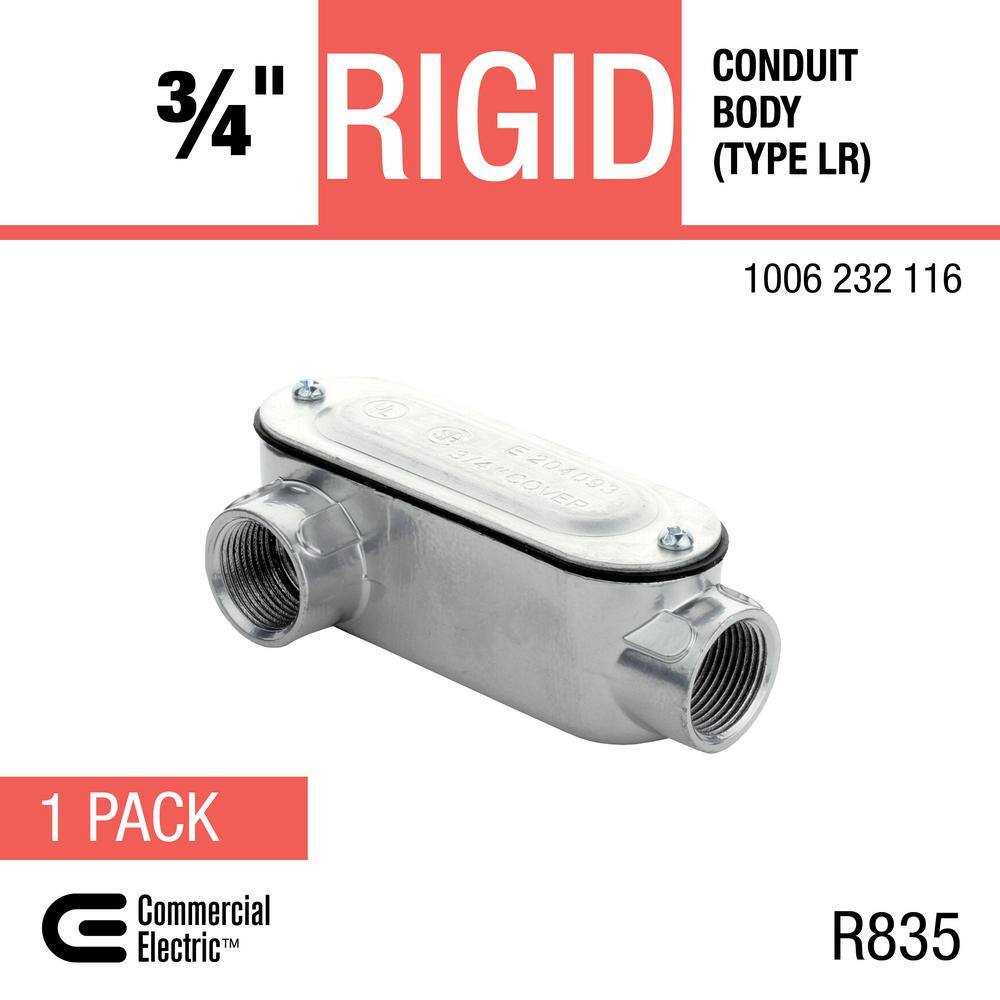 Commercial Electric 34 in. Rigid Metal Conduit (RMC) Threaded Conduit Body with Stamped Cover (Type LR) FRBRA-75-1