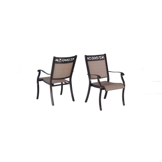 4pk Outdoor Sling amp Aluminum Frame Dining Chairs Tan bronze Wellfor