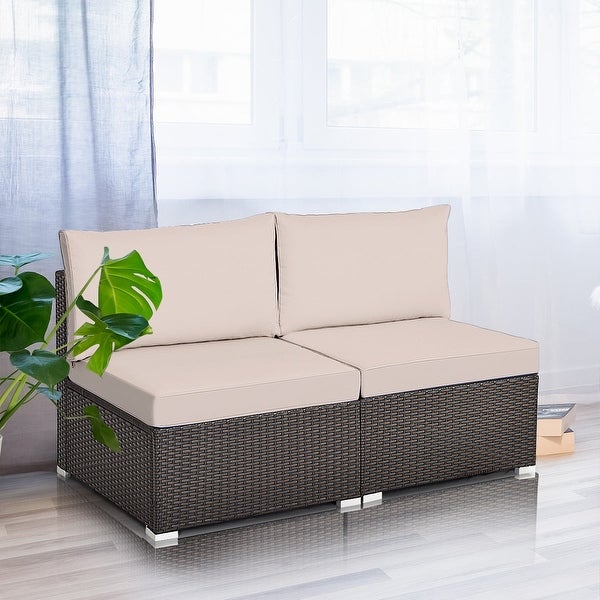 2 Piece Patio Rattan Armless Sofa - Modern Furniture - Overstock - 37511897