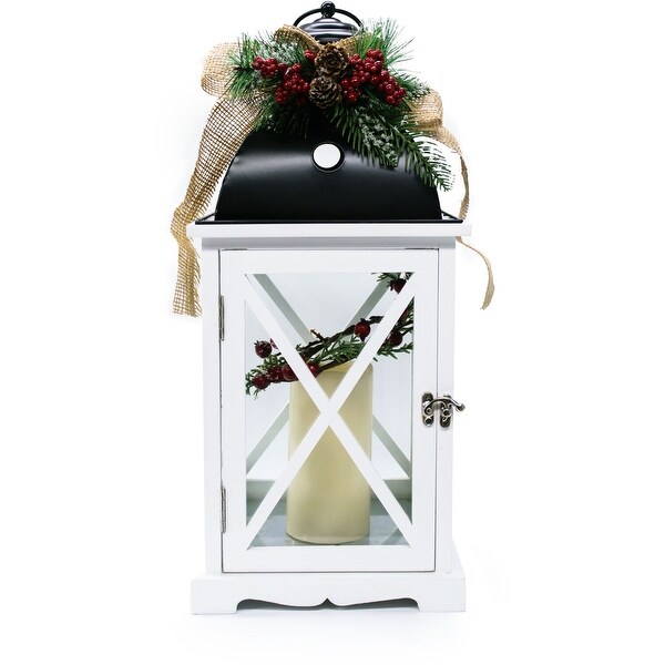 Fraser Hill Farm Tartan Christmas 5Piece Decorating Kit: Wreath，Frosted Tree，Lit Lantern，Sleigh，Gift Box