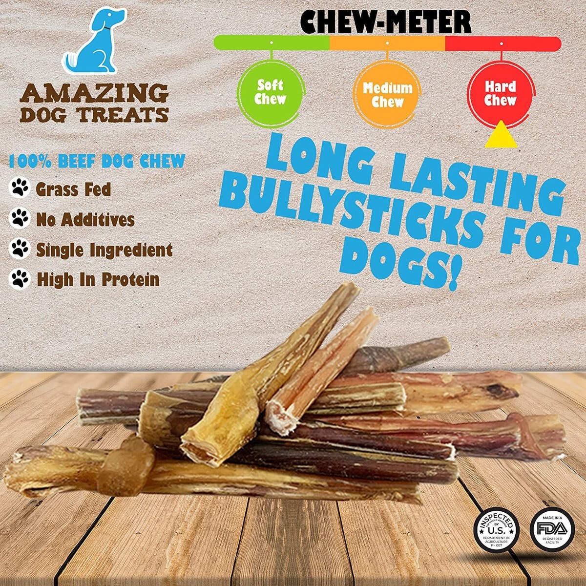 Amazing Dog Treats 4-6-in Variety Bully Sticks Dog Treats， 10-oz bag