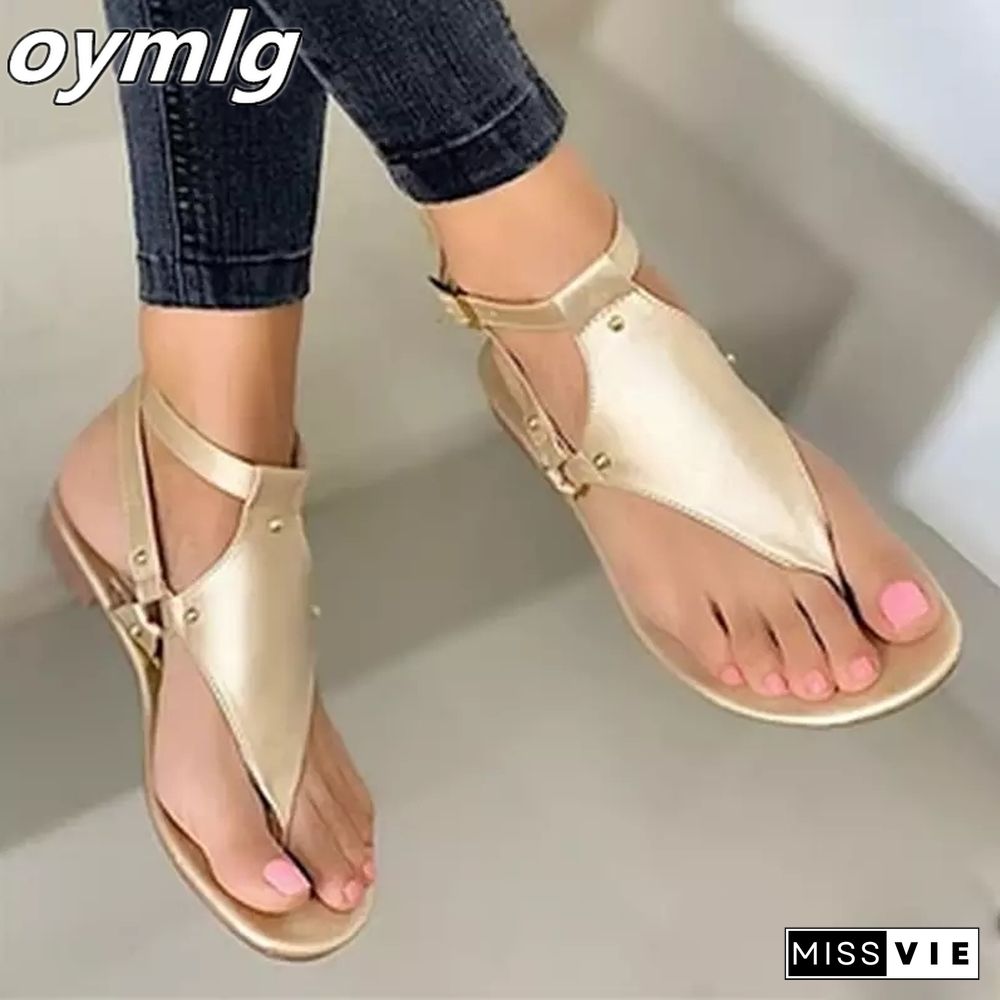 Women Sandals Summer Outdoor Beach Flip-flop Sandals Solid Fashion Gladiator Sandals Women Flats Casual Ladies Shoes