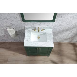 Eileen 30in.W X22in.DX35.4 in. H Bathroom Vanity in Green with Natural Marble Stone Vanity Top in White with White Sink 59030-CAB-GN-SQ