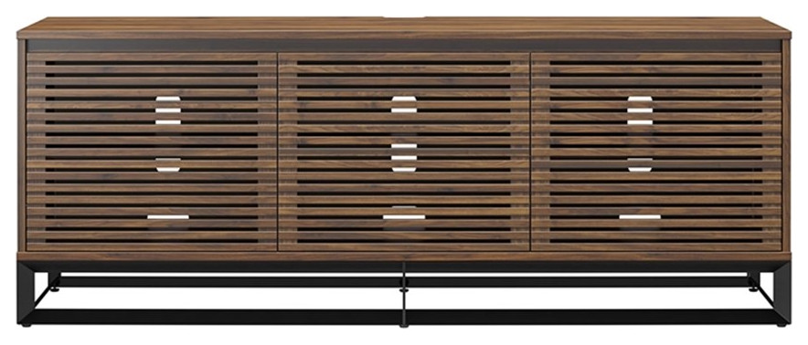 Alphason Media Console with Steel Base for TVs up to 77 quotin Sterling Oak Wood   Industrial   Entertainment Centers And Tv Stands   by Homesquare  Houzz