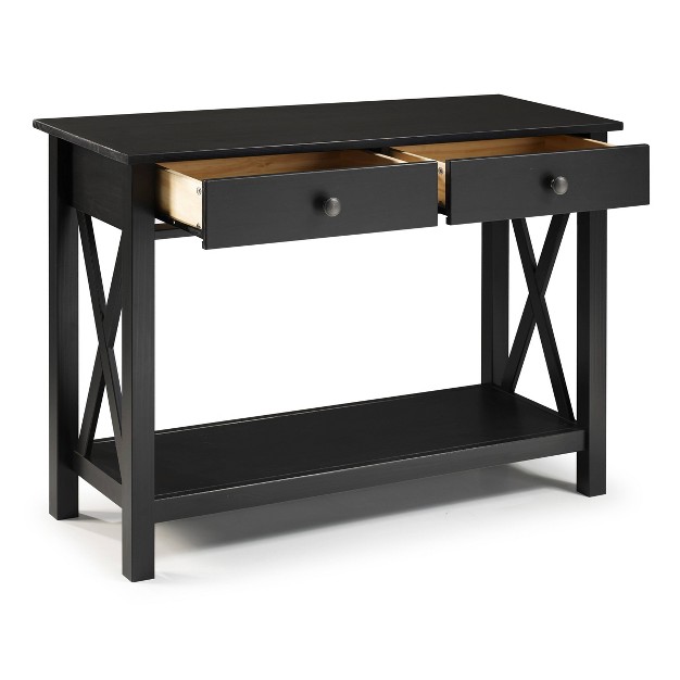 Davis Transitional Solid Wood Console Buffett Table 1 Drawer Black Linon