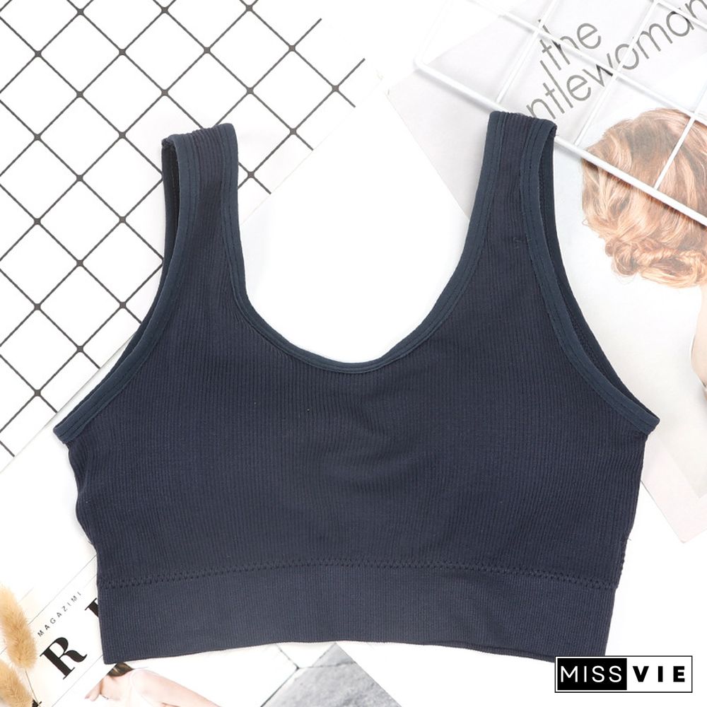 Women Tank Crop Top Seamless Sport Camisole Underwear Push Up Bra Sports Sleeveless Tops