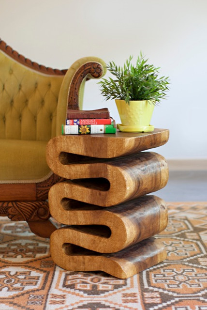 Wave Wood End Table   Farmhouse   Side Tables And End Tables   by Strata Furniture  Houzz