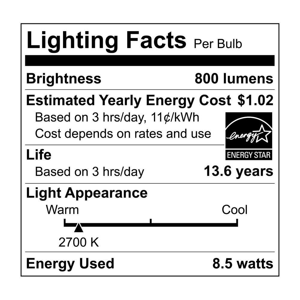 EcoSmart 60W Equivalent A19 Dimmable Energy Star LED Light Bulb Soft White (4-Pack) A7A19A60WESD01