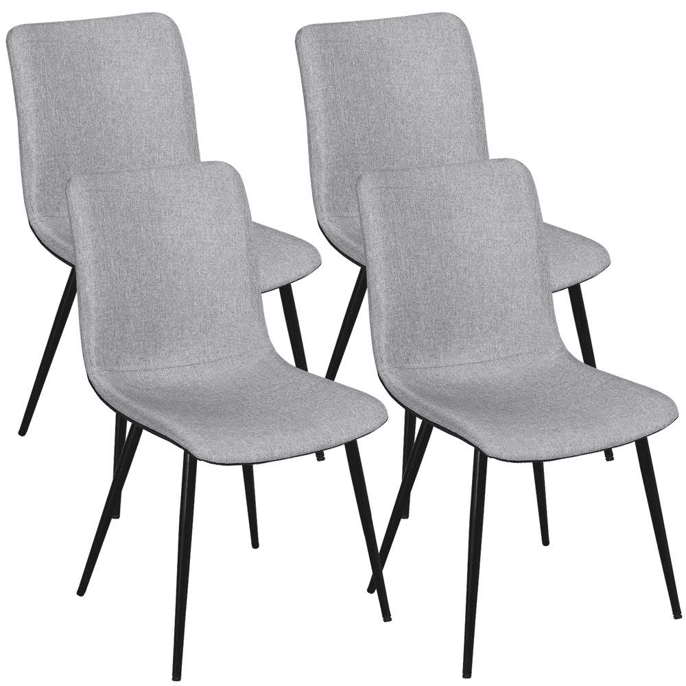 Yaheetech Set of 4 Dining Chairs for Kitchen Living Room，Gray， (Linen， PVC)