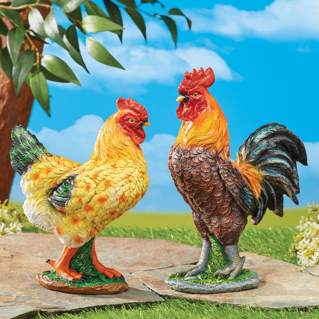 Collections Etc Hand painted Realistic Farm Chicken Outdoor Statue