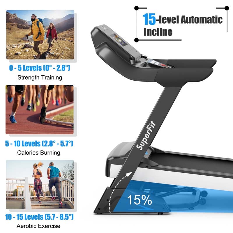 4.75 HP Folding Treadmill with APP & Auto Incline, 20 Programs Electric Running Machine for Home Apartment