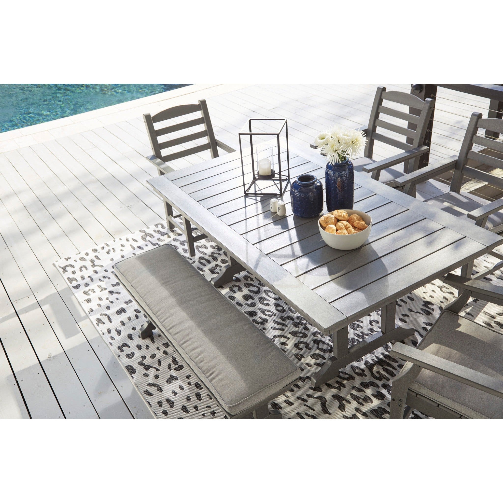 Poly Grey 6pc Outdoor Dining Set with Bench