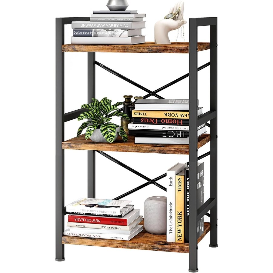 3 Tier Metal Industrial Small Bookcase