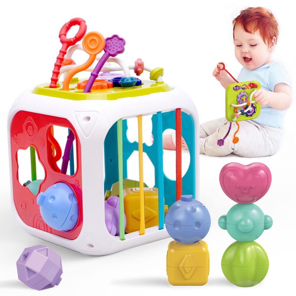 Layado Baby Shape Sorting Toy Montessori Toys， Baby Learn Toy Cube for Toddler 1 2 3 4 5 Years Old Boys and Girls