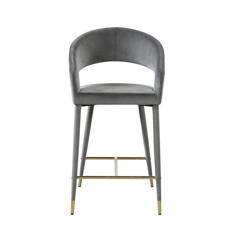 Best Master Furniture Samson Contemporary Velvet Upholstered Bar Stool with Gold Accent (Set of 2)