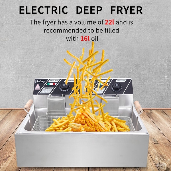 23.26Qt/22L Stainless Steel Large Single-Cylinder Electric Fryer