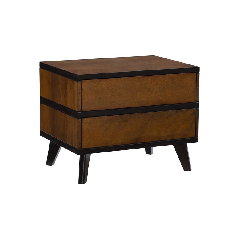 Linon Mid Century Brown Two Drawer Nightstand