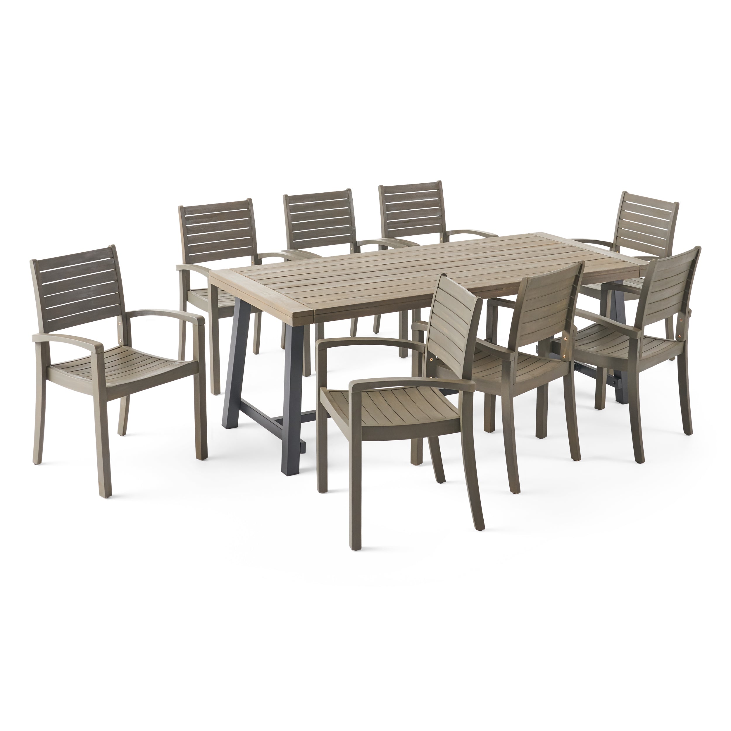 Ariya Outdoor Acacia Wood 8 Seater Dining Set