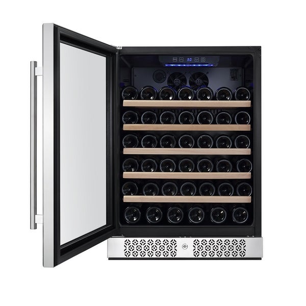 24 in. Single Zone 52-Bottle Built-In and Freestanding Wine Cooler in Stainless Steel