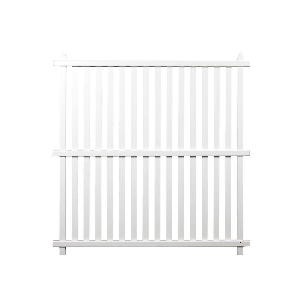 NEUTYPE 4 ft. x 4 ft. White Vertical Stripe Flat Top Vinyl Fence Panel HD-A-YP01002