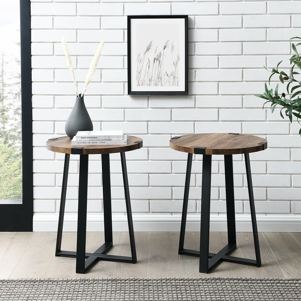 Middlebrook Designs Barnett Round Metal Wrap Side Table - Set of 2