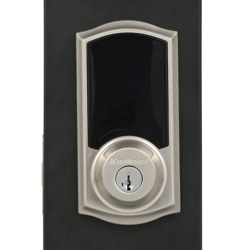 Kwikset SmartCode 915 Touchscreen Satin Nickel Single Cylinder Keypad Electronic Deadbolt Featuring SmartKey Security 915TRL TSCR 15 UL