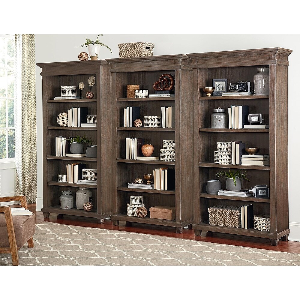 Carson Wood Open Bookcase  Storage Cabinet  Gray   40\