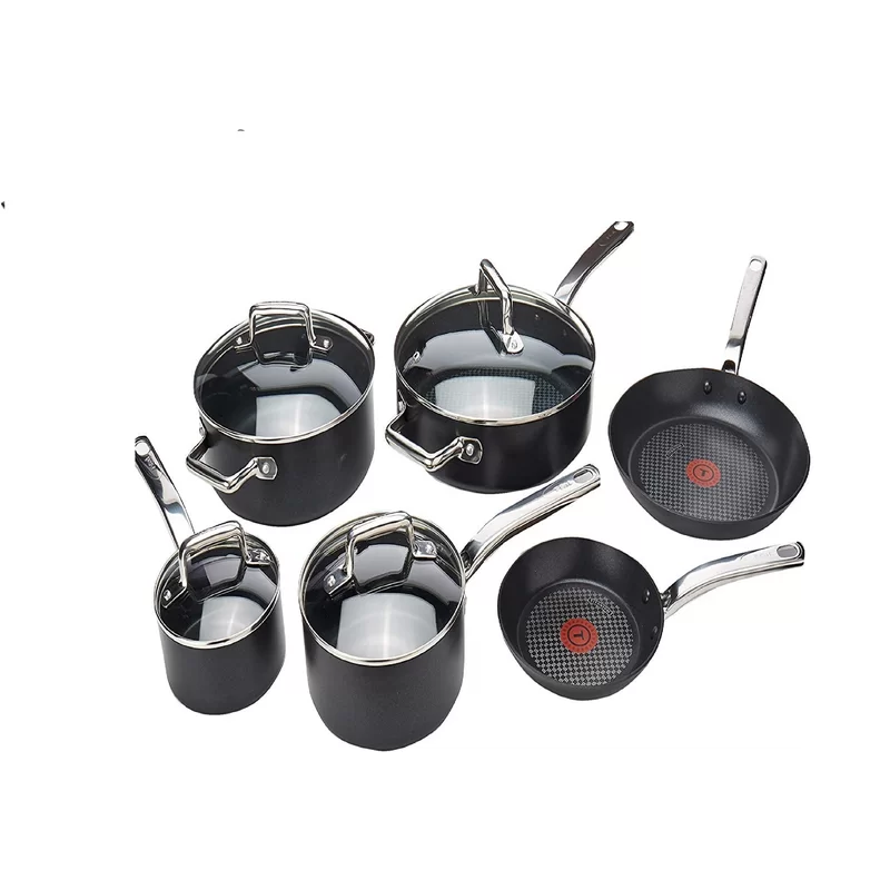 T-Fal C517SA64 Wearever 10 Piece Professional Cookware Set， Multi， Black