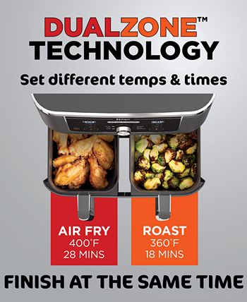 Ninja Foodiandreg DZ401 6-in-1 10-qt. XL 2-Basket Air Fryer with DualZone Technology- Air Fry， Broil， Roast， Dehydrate， Reheat and Bake， Family Sized