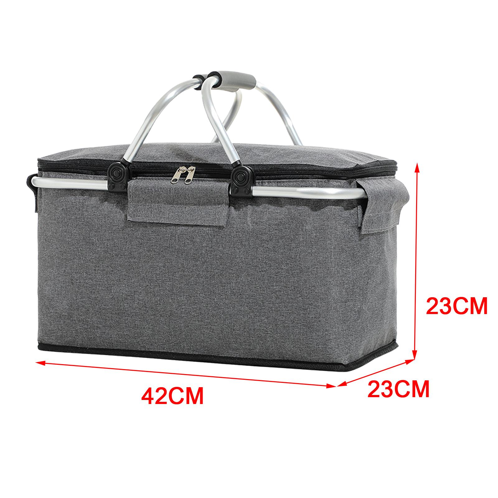 Insulated Picnic Basket for Adult Folding Container Store 42x23x23cm