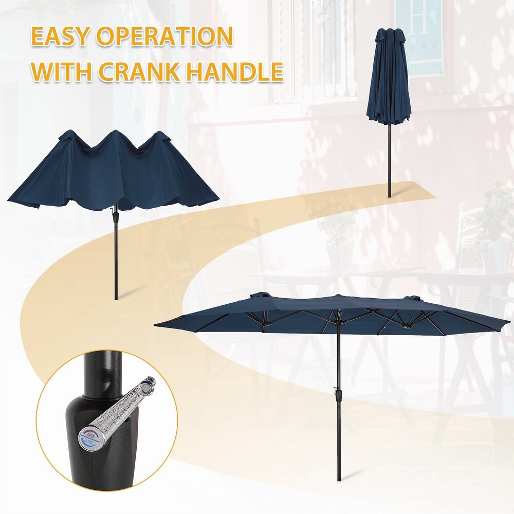 15x9ft Large Double Sided Rectangular Outdoor Twin Patio Market Umbrella