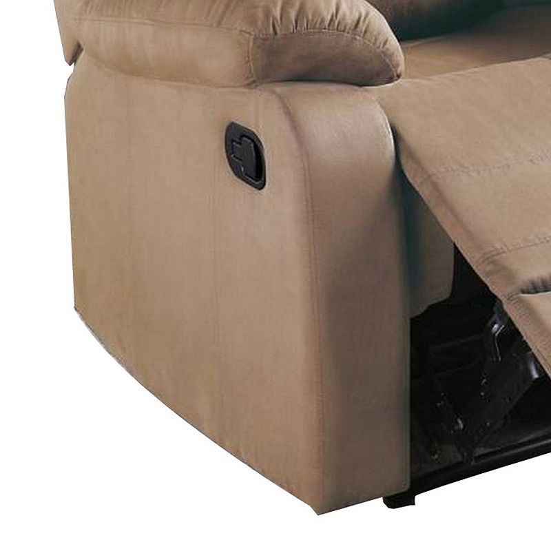 Fabric Upholstered Recliner with Tufted Back， Beige