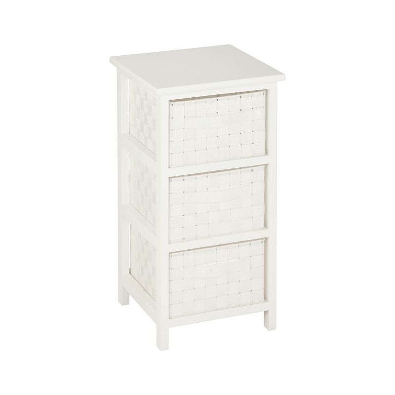 Honey-Can-Do White Small Storage Woven End Table