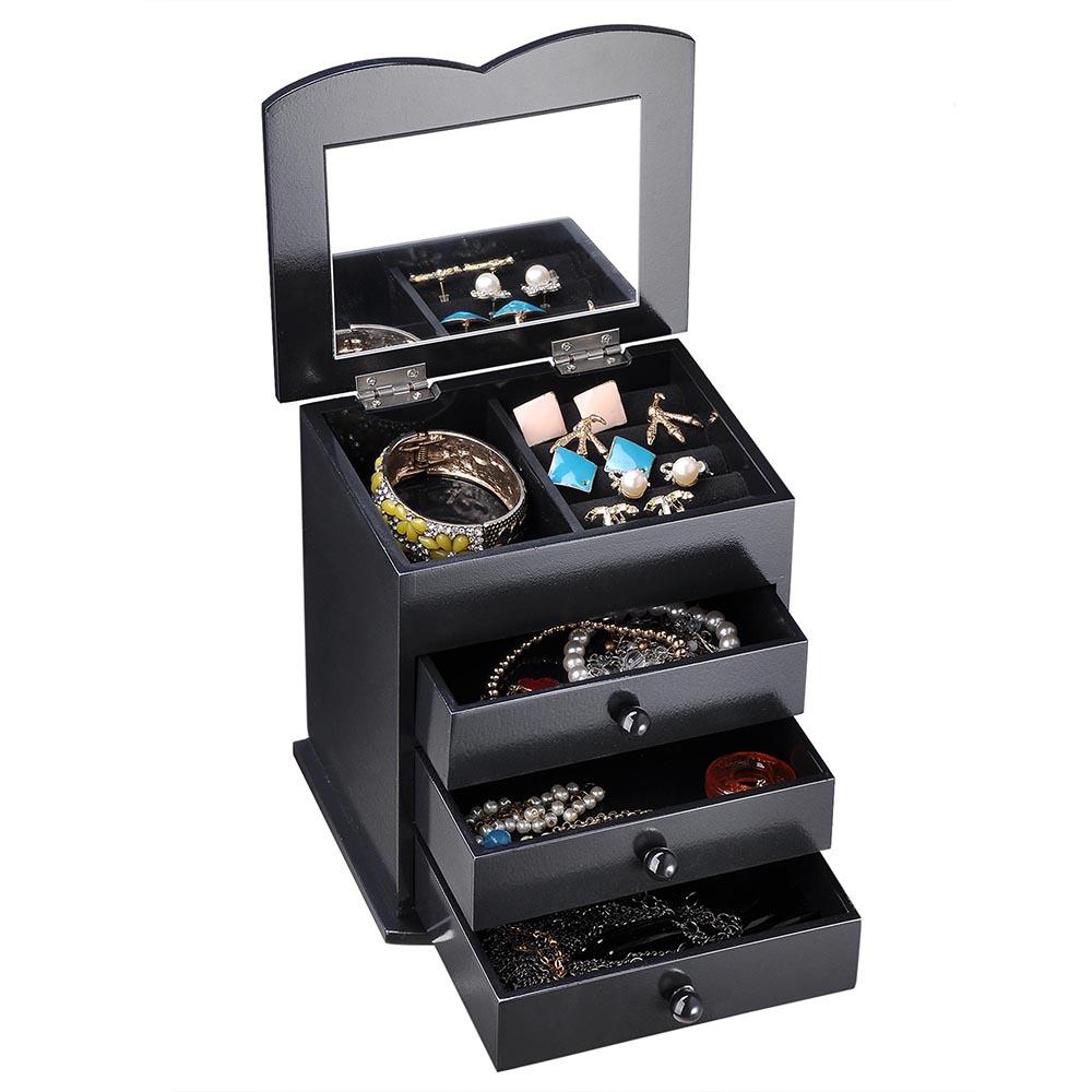 Yescom Jewelry Organizer Box with Mirror Ring Bracelet Necklace