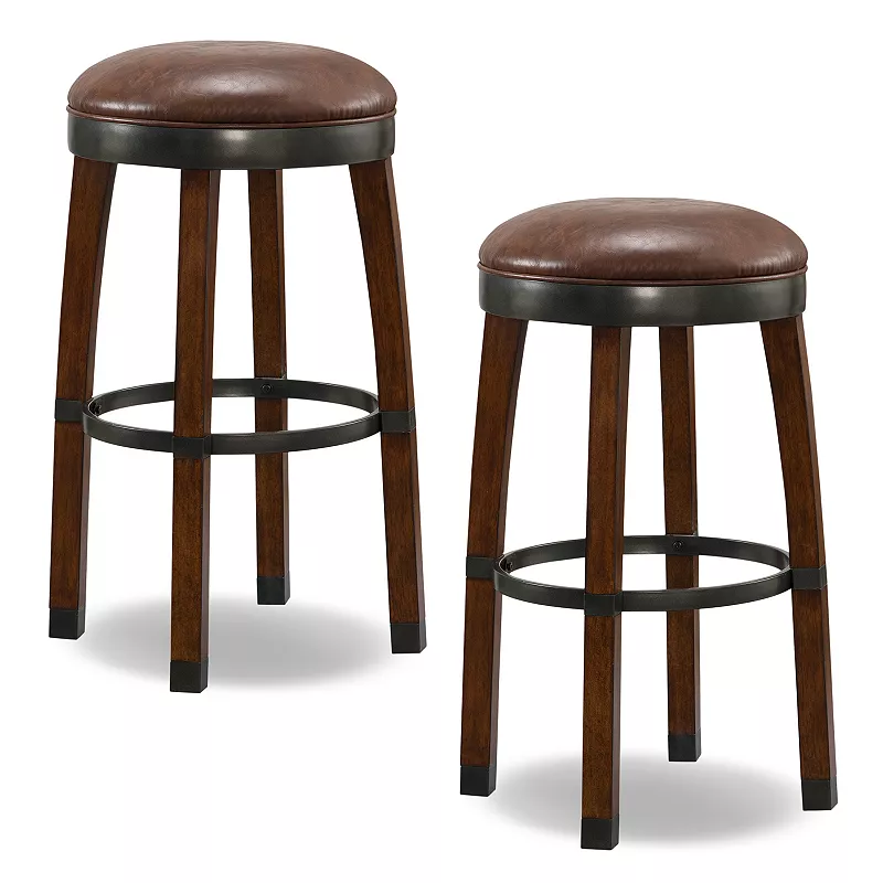 Leick Home Sienna Cask Faux Leather Bar Stool 2-piece Set