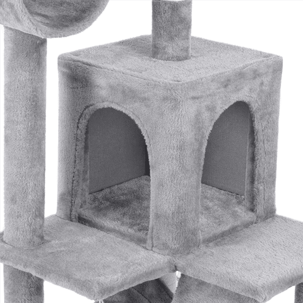 Yaheetech 51-in Cat Tree and Condo Scratching Post Tower， Light Gray