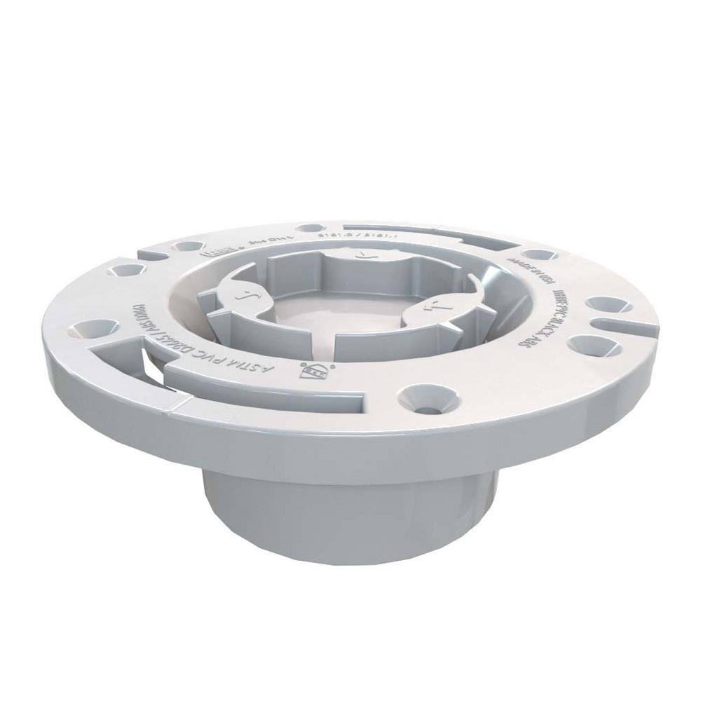 Oatey Fast Set 3 in. Outside Fit or 4 in. Inside Fit PVC Hub Toilet Flange with Test Cap and Plastic Ring 435572