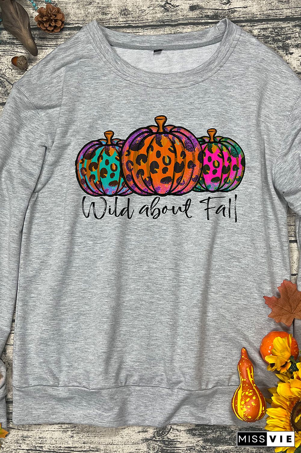 Fall Pumpkin Print O-neck Long Sleeve Sweatshirts Women Wholesale