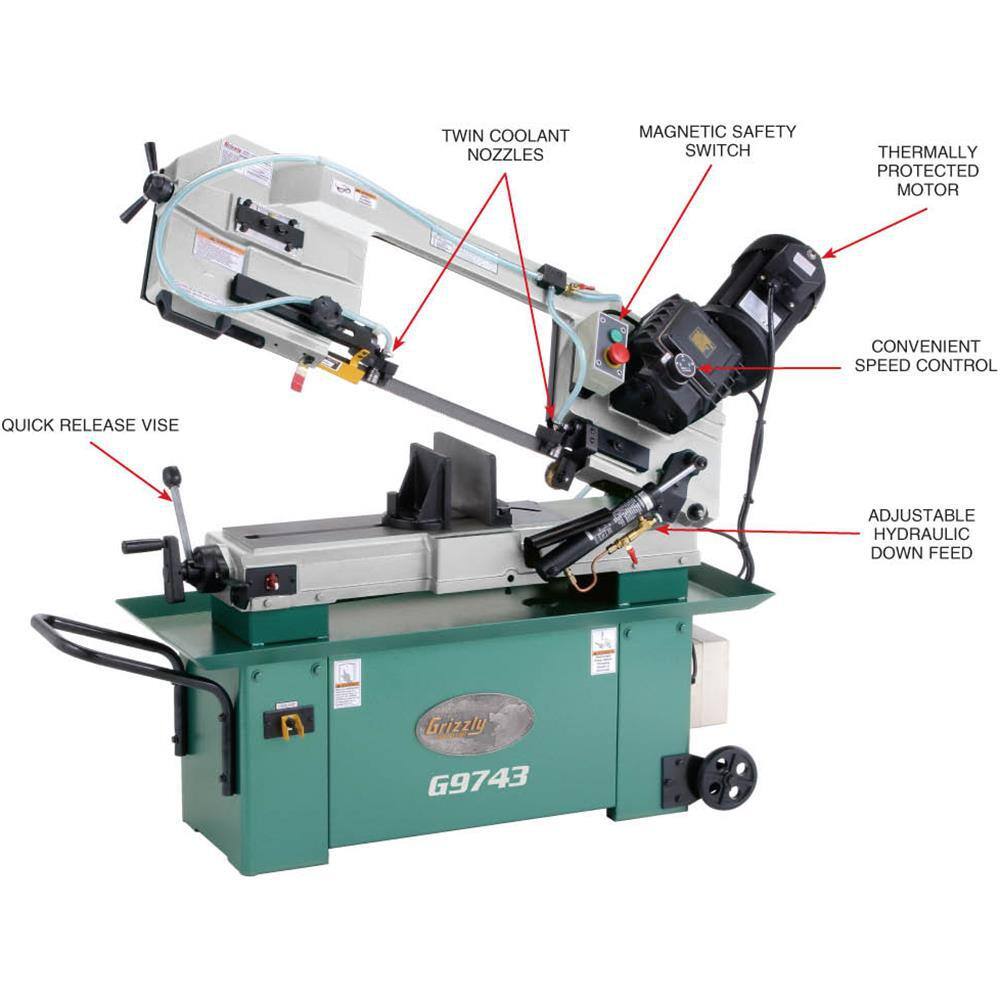 Grizzly Industrial 7 in. x 12 in. Geared Head Metal-Cutting Bandsaw G9743