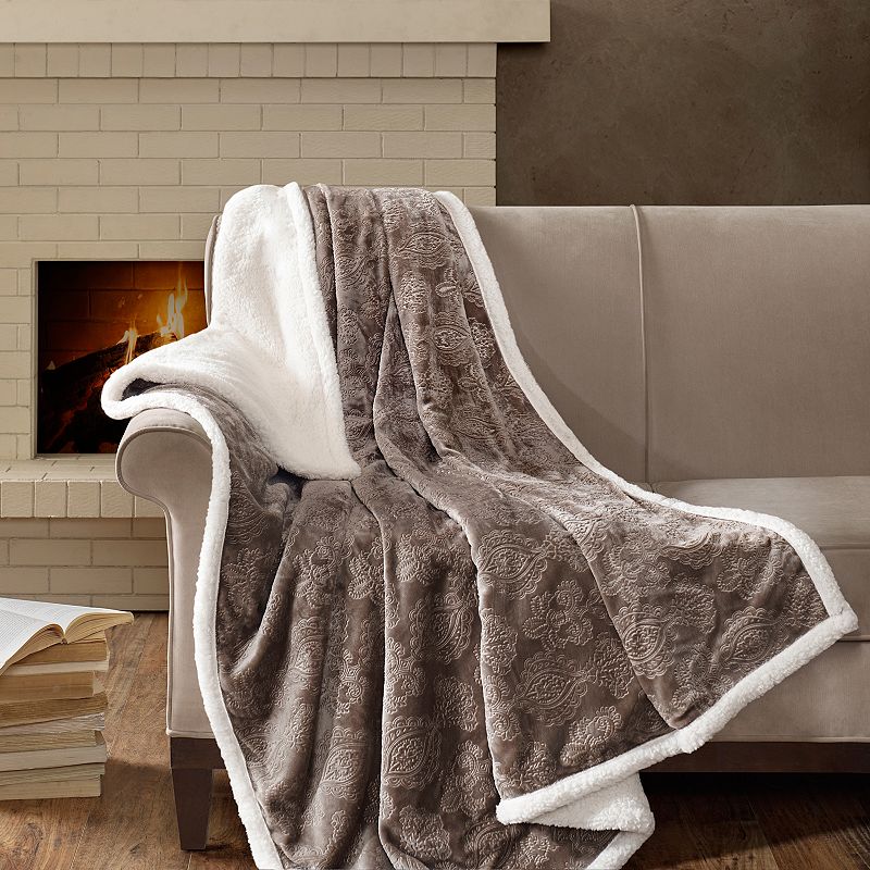 Madison Park Elma Oversized Textured Plush Throw Blanket