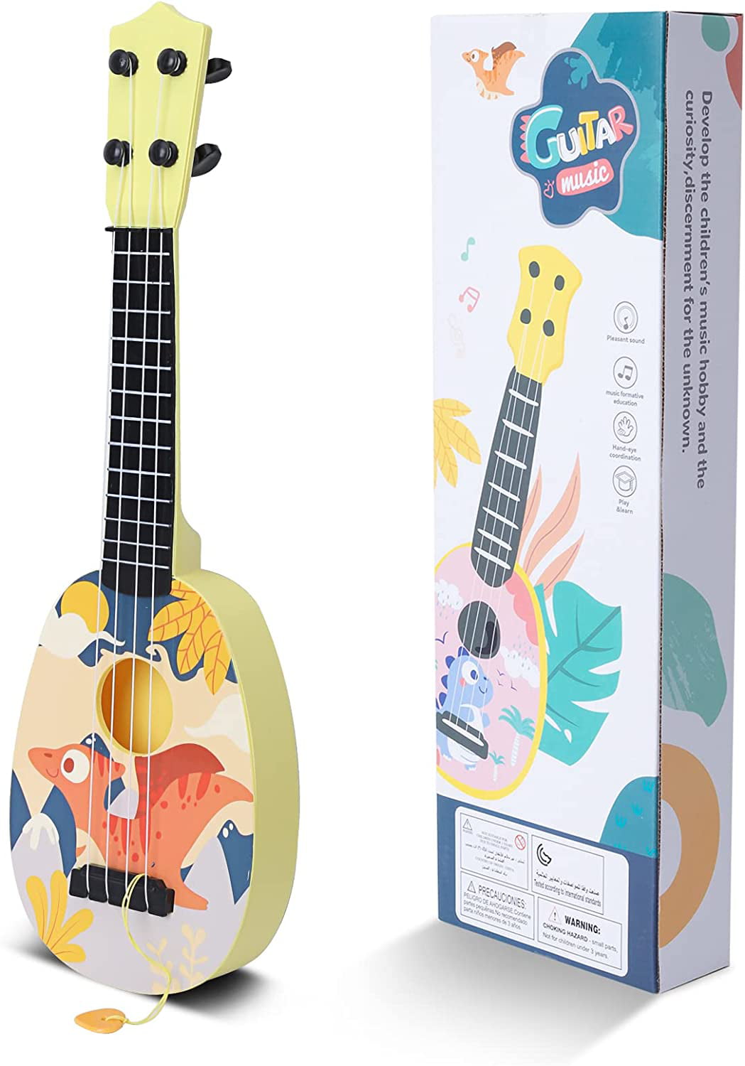 Cute Dinosaur Musical Toy Guitar ukulele Instrument Children Kid Educational Play Toy 1 2 3 Year Old Boys Girls