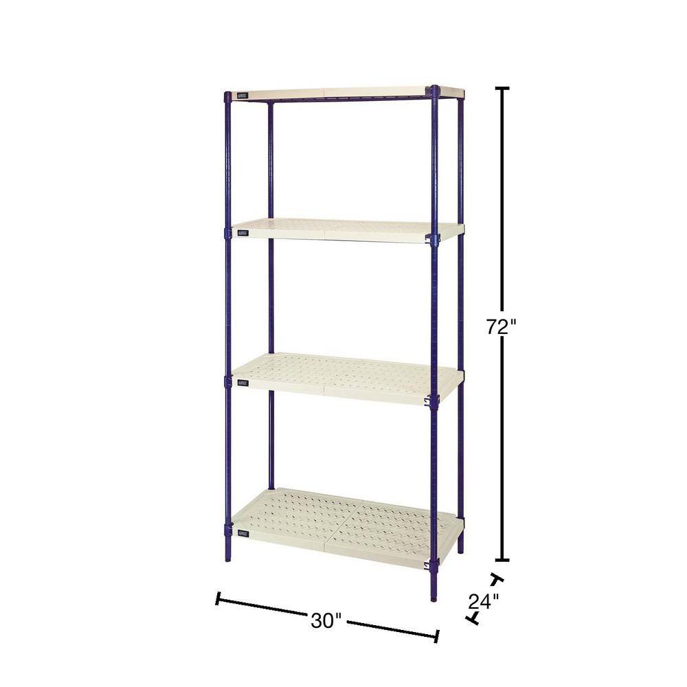 QUANTUM STORAGE SYSTEMS Blue 4-Tier Plastic Shelving Unit (30 in. W x 72 in. H x 24 in. D) RPWR72-2430E