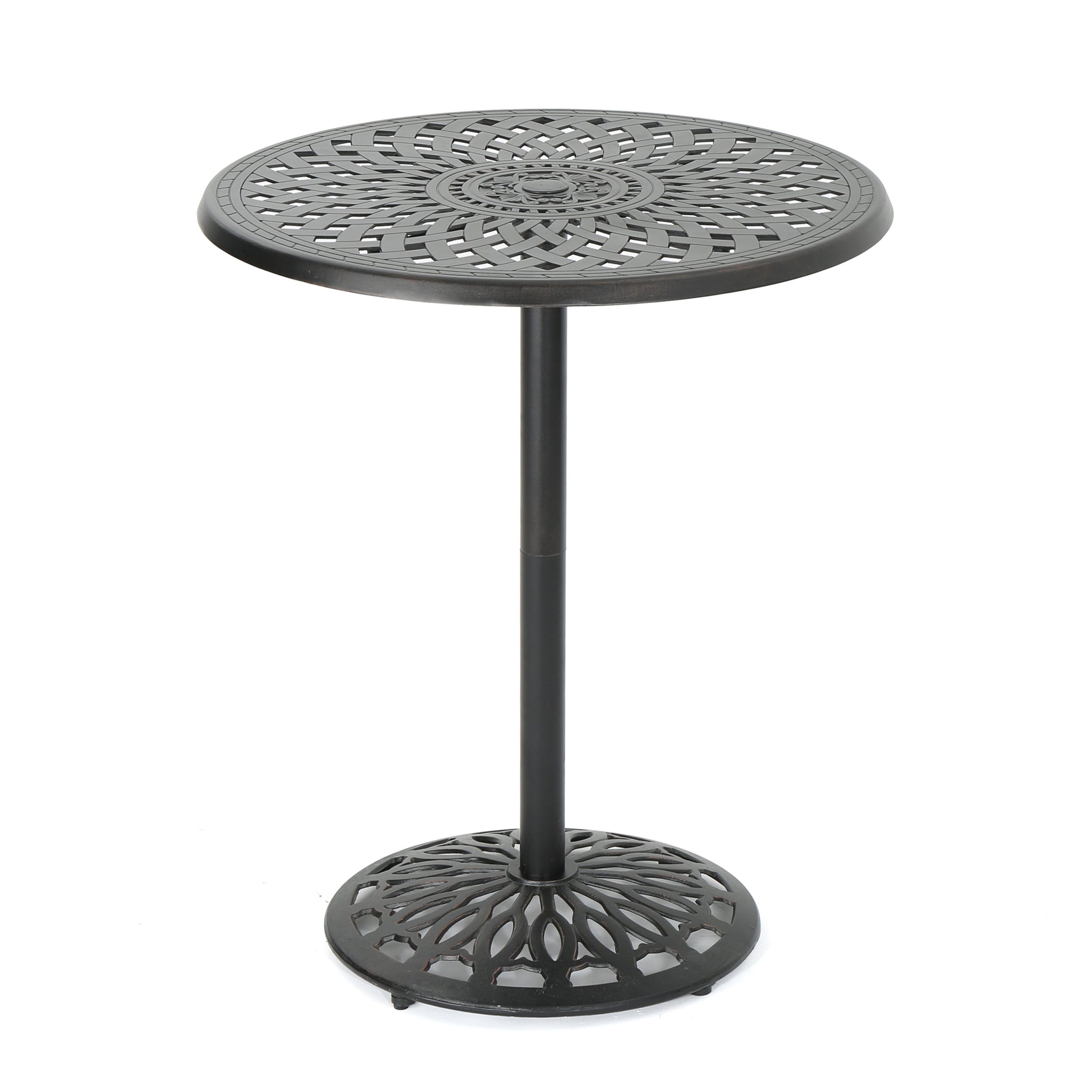 Arianna Outdoor Cast Aluminum Patina Copper Bar Table