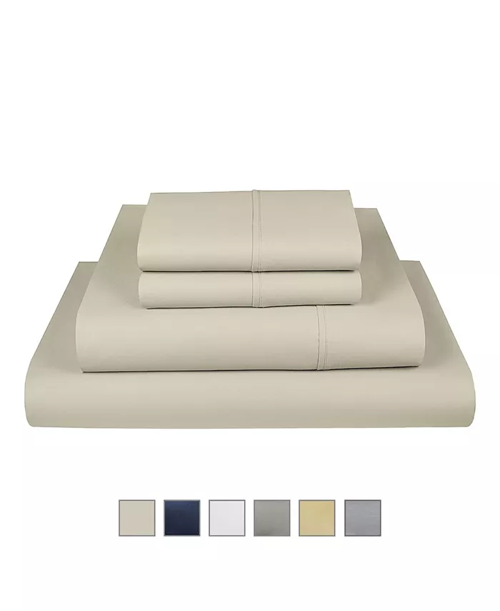 Fisher West New York The Village 500 Thread Count Cotton California King Sheet 4-Piece Set， Fits Mattress Upto 17