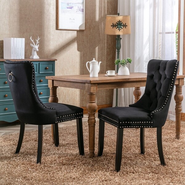 2Pcs High-end Tufted Velvet Dining Chair