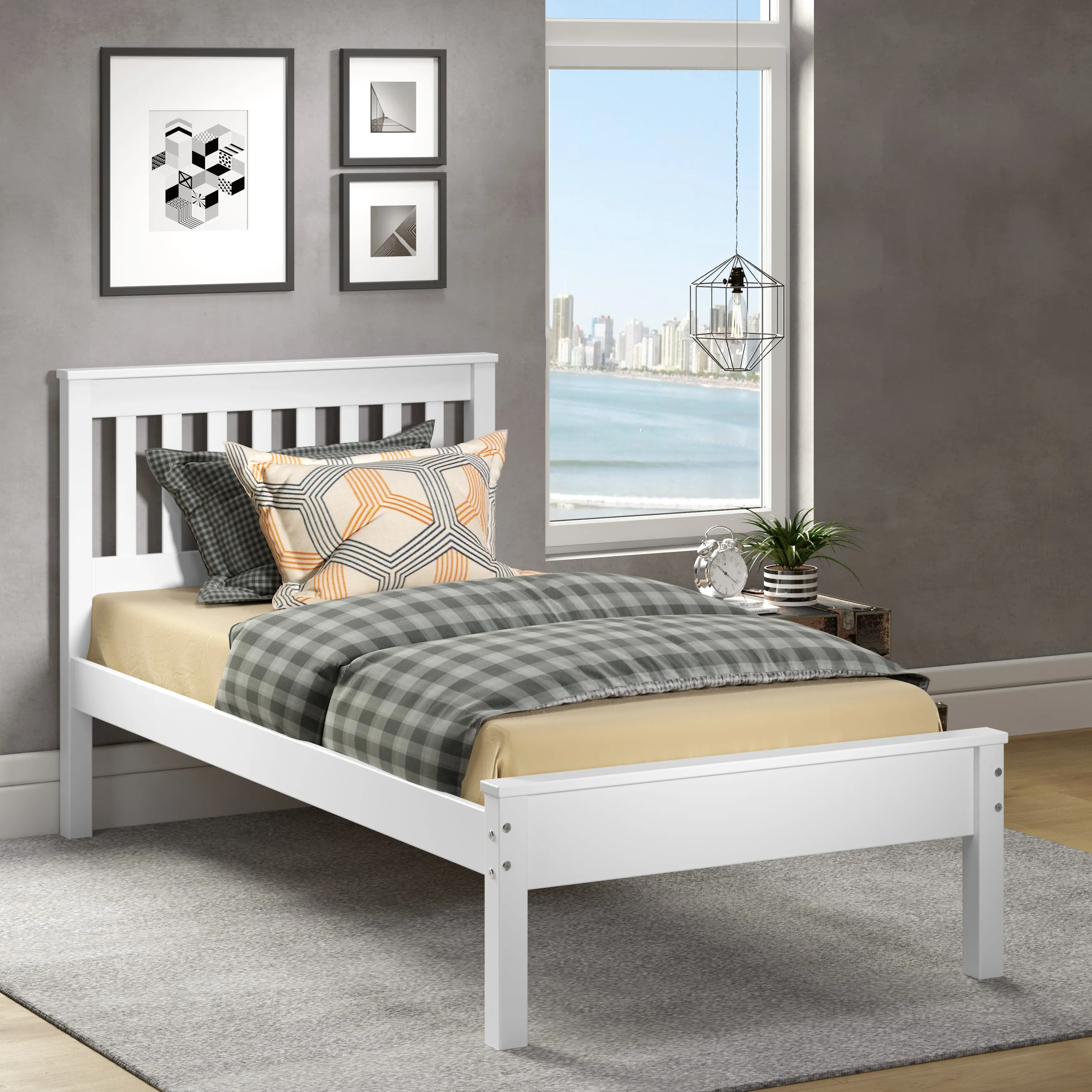 Contempo White Twin Bed