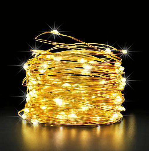 Solar light chain made of copper wire 10m with 100 LED 8 modes， Christmas tree or decoration