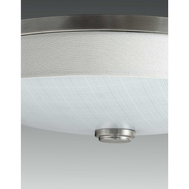 Progress Lighting Weaver 3 light Led Flush Mount Brushed Nickel Linen Drum Shade