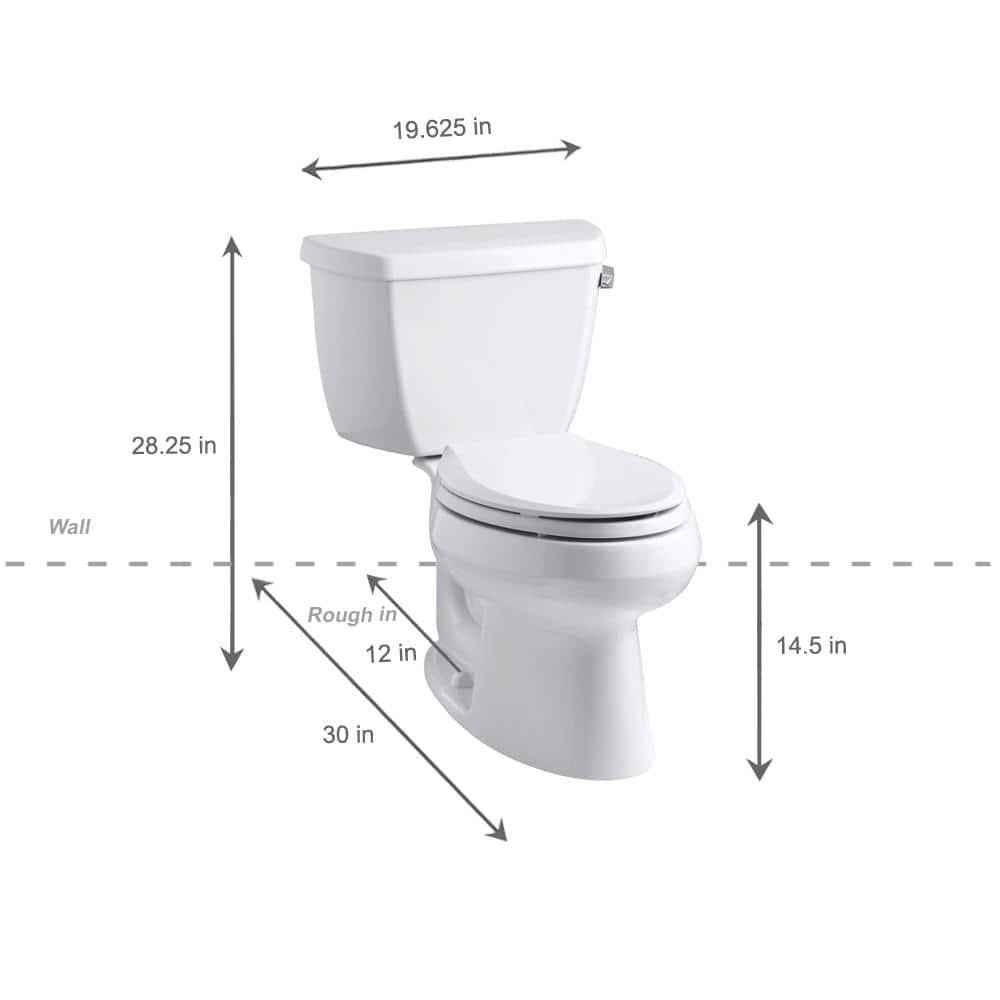 KOHLER Wellworth 2piece 128 GPF Single Flush Elongated Toilet in White